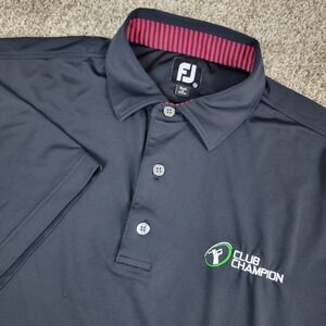 FootJoy Mens Medium Solid Black Performance Stretch Golf Polo Short Sleeve